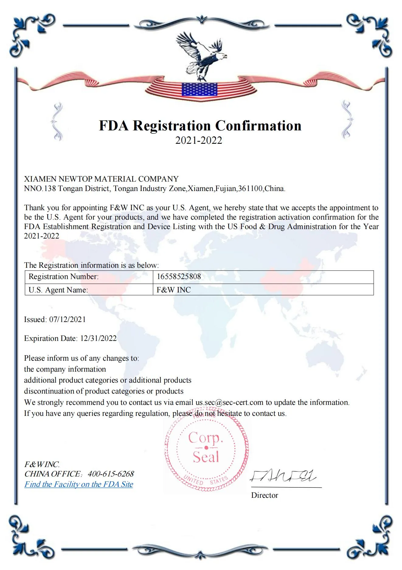 FDA Certificates