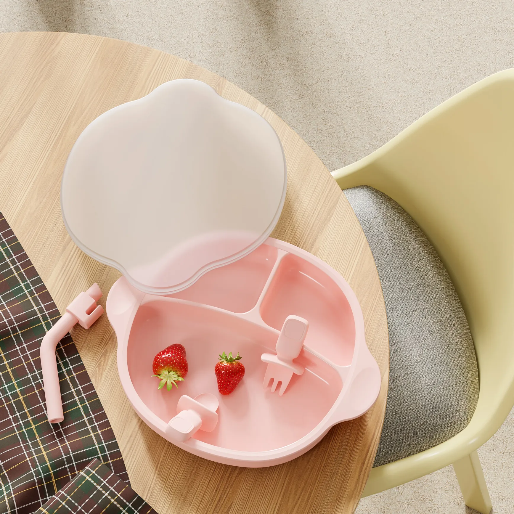 Solid color silicone baby plates (2)